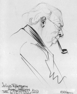 Julius Röntgen 1929, tekening van Frants Röntgen Julius Röntgen 1929, tekening van Frants Röntgen