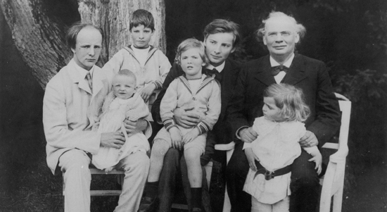 Julius Röntgen with his 6 sons